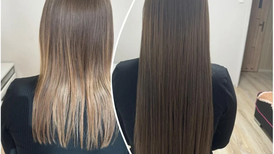 Hair extension according to the Italian method with keratin capsules Hair extension according to the Italian method with keratin capsules